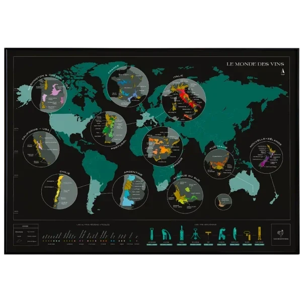 Carte à gratter - Le monde des vins