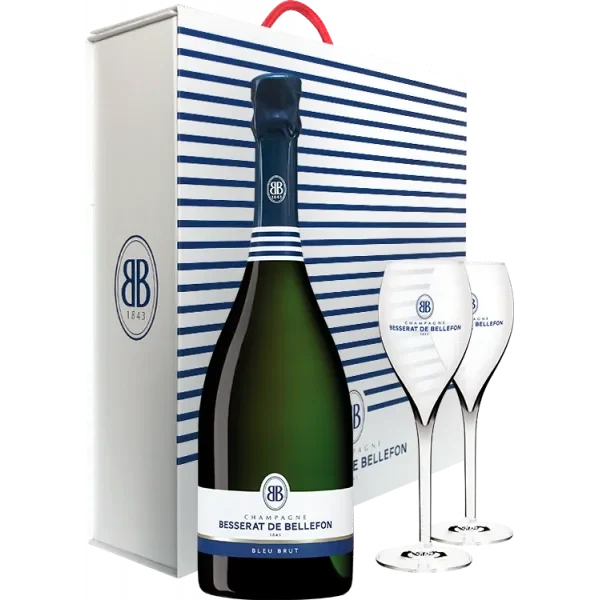 Champagne Besserat de Bellefon - Bleu Brut - en Coffret 2 Flûtes