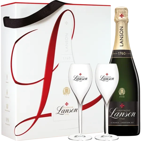 Champagne Lanson - le Black Création - Estuche 2 Flûtes