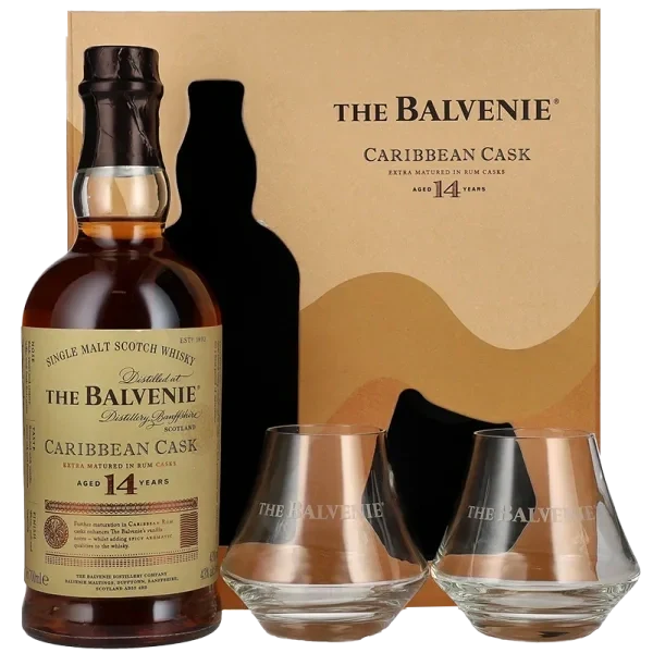 Whisky - The Balvenie - Caribbean cask 14 ans - Coffret + 2 Verres